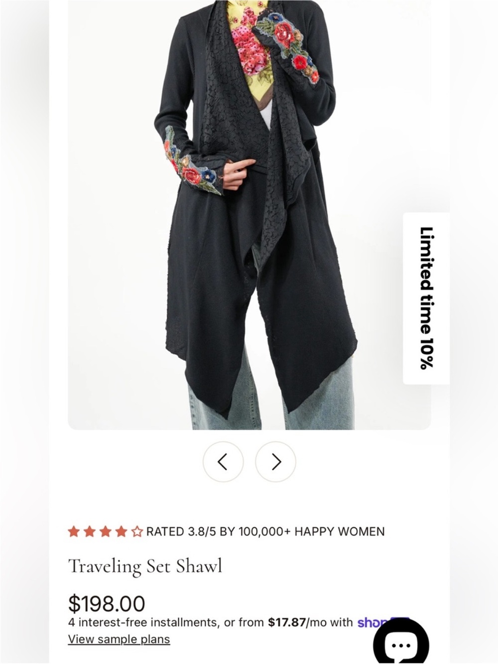 Aratta Traveling Shawl-Black | Thermal Wrap Cozy Travel Wear MSRP $198 - Picture 9 of 9